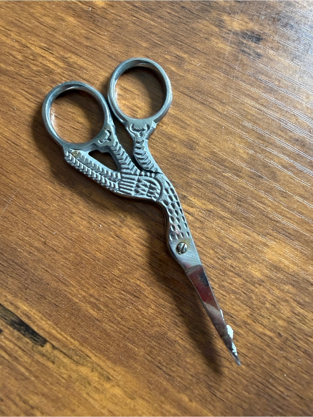 Vintage Silver Stork Grooming Scissors